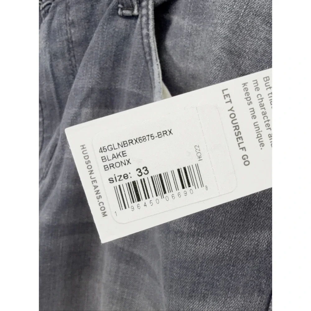 Hudson Blake Bronx Jeans Men's 33 Slim Straight Grey Distressed
